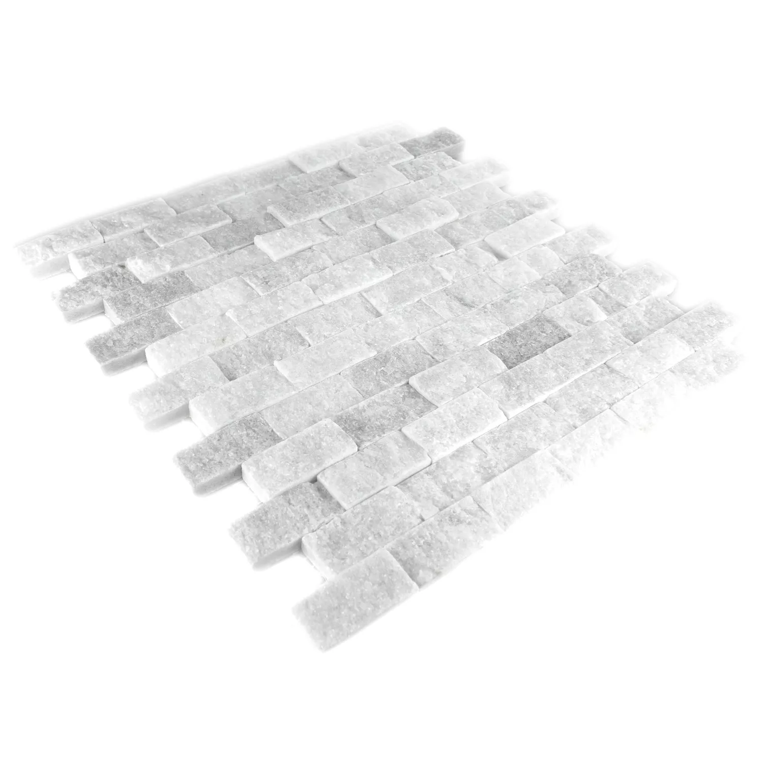 Mosaikfliesen Naturstein Marmor Treviso Brick Weiss 3D