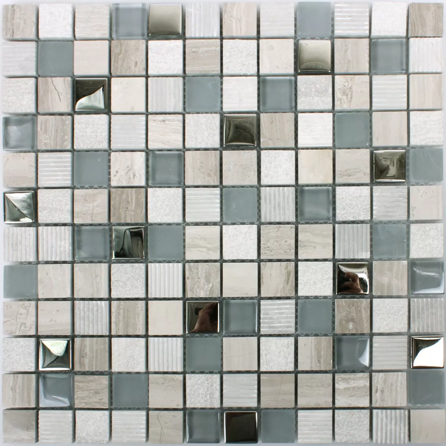 Muster von Mosaikfliesen Venzona Hellgrau Silber 
