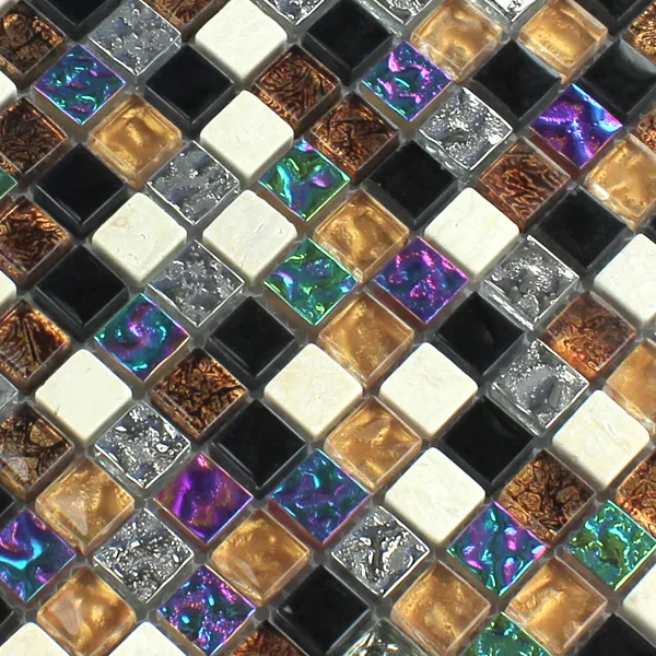 Muster von Mosaikfliesen Glas Naturstein Festus Bunt Mix