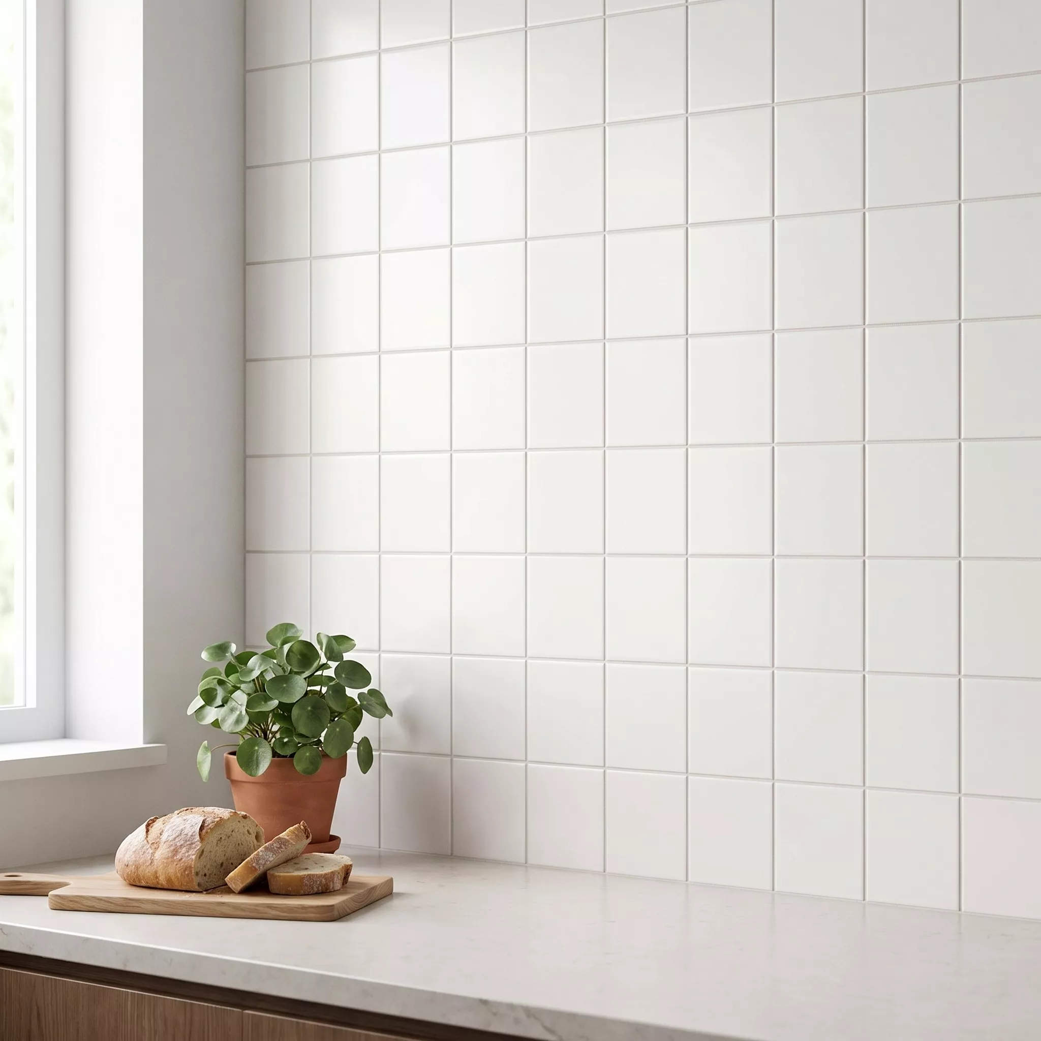 Metrofliese Weiß Matt 10x10 cm Ohne Facette Freyburg Blanco