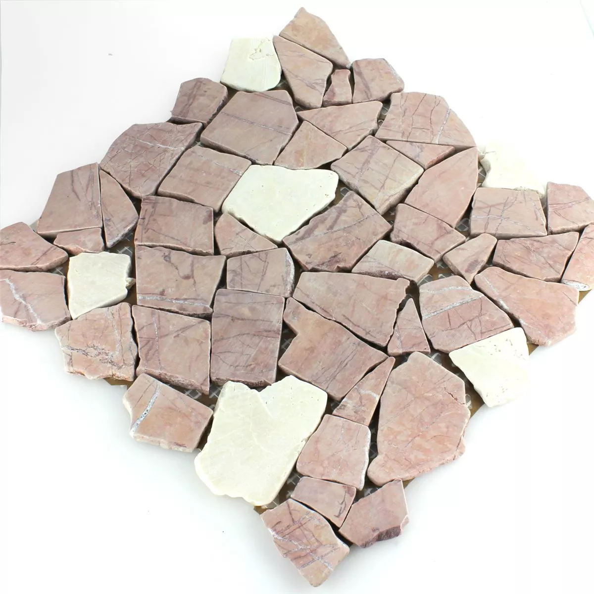 Muster von Mosaikfliesen Marmor Bruch Rosso Verona Cream