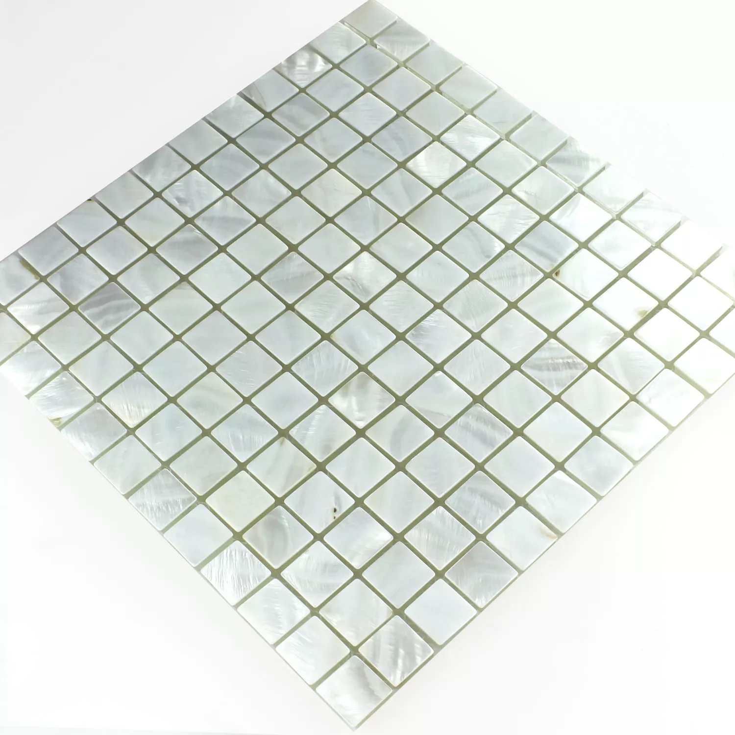 Mosaikfliesen Glas Perlmutt Effekt Elfenbein Weiss 23x23x8mm