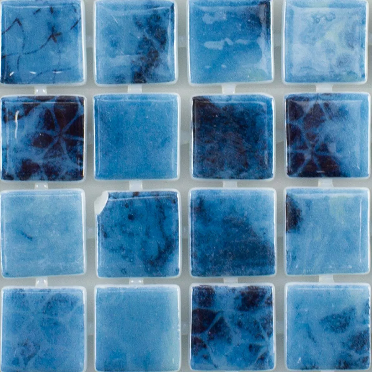 Muster von Glas Schwimmbad Mosaik Baltic Blau 25x25mm