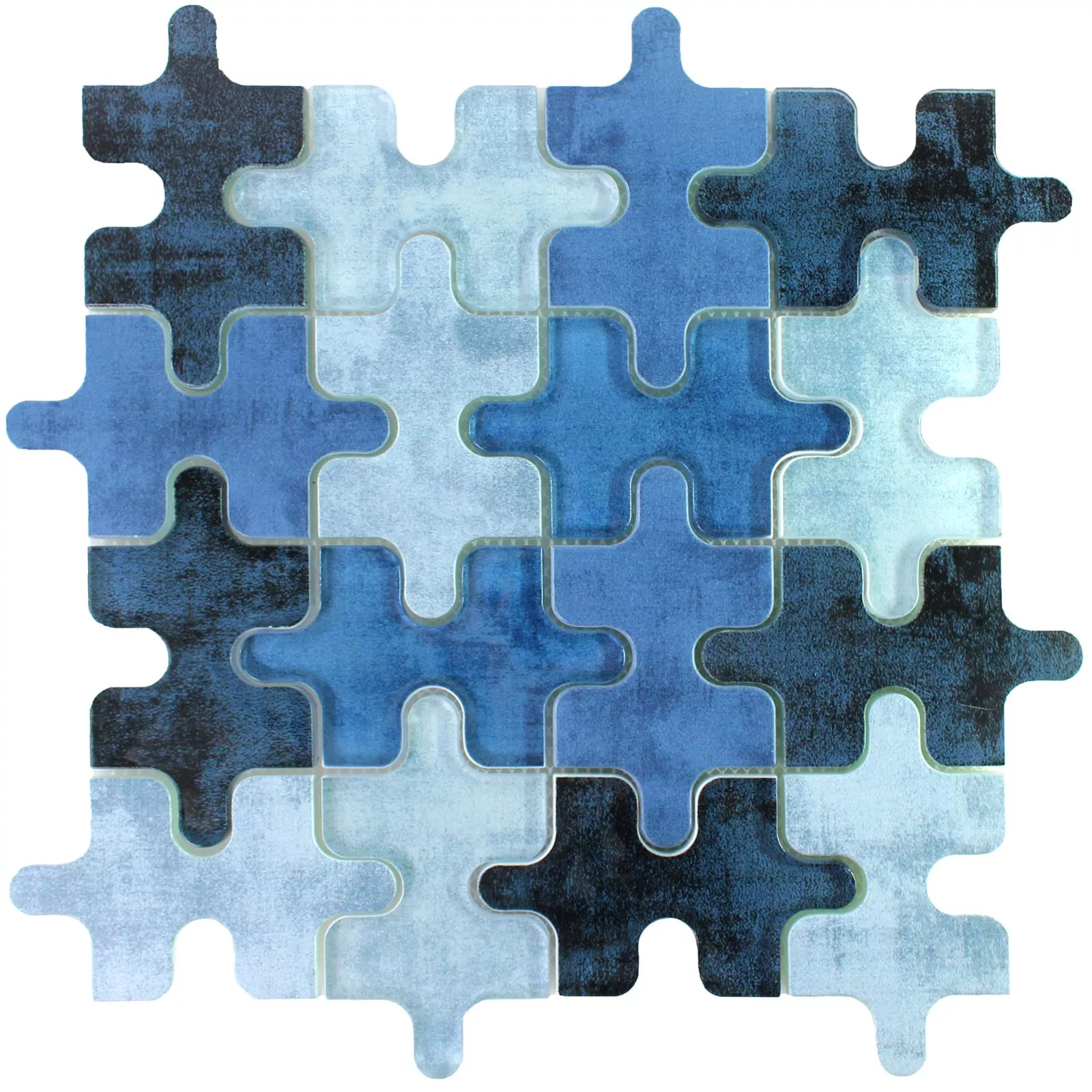 Glasmosaik Fliesen Puzzle Blau