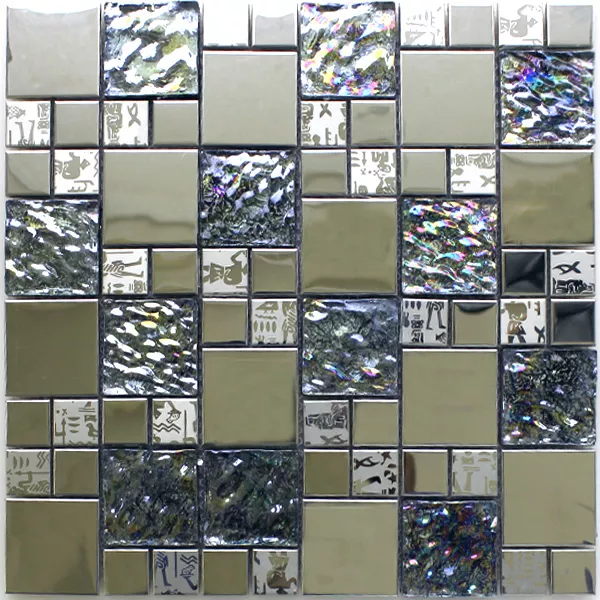 Mosaikfliesen Glas Edelstahl Metall Agypt Silber