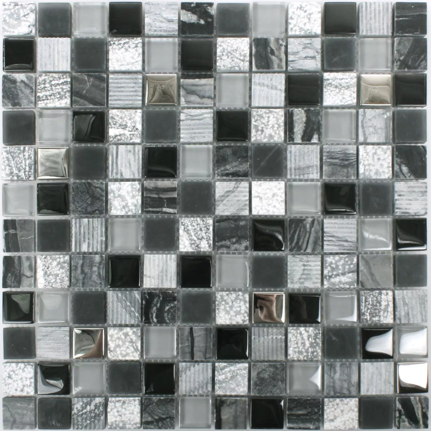 Muster von Mosaikfliesen Venzona Schwarz Silber 
