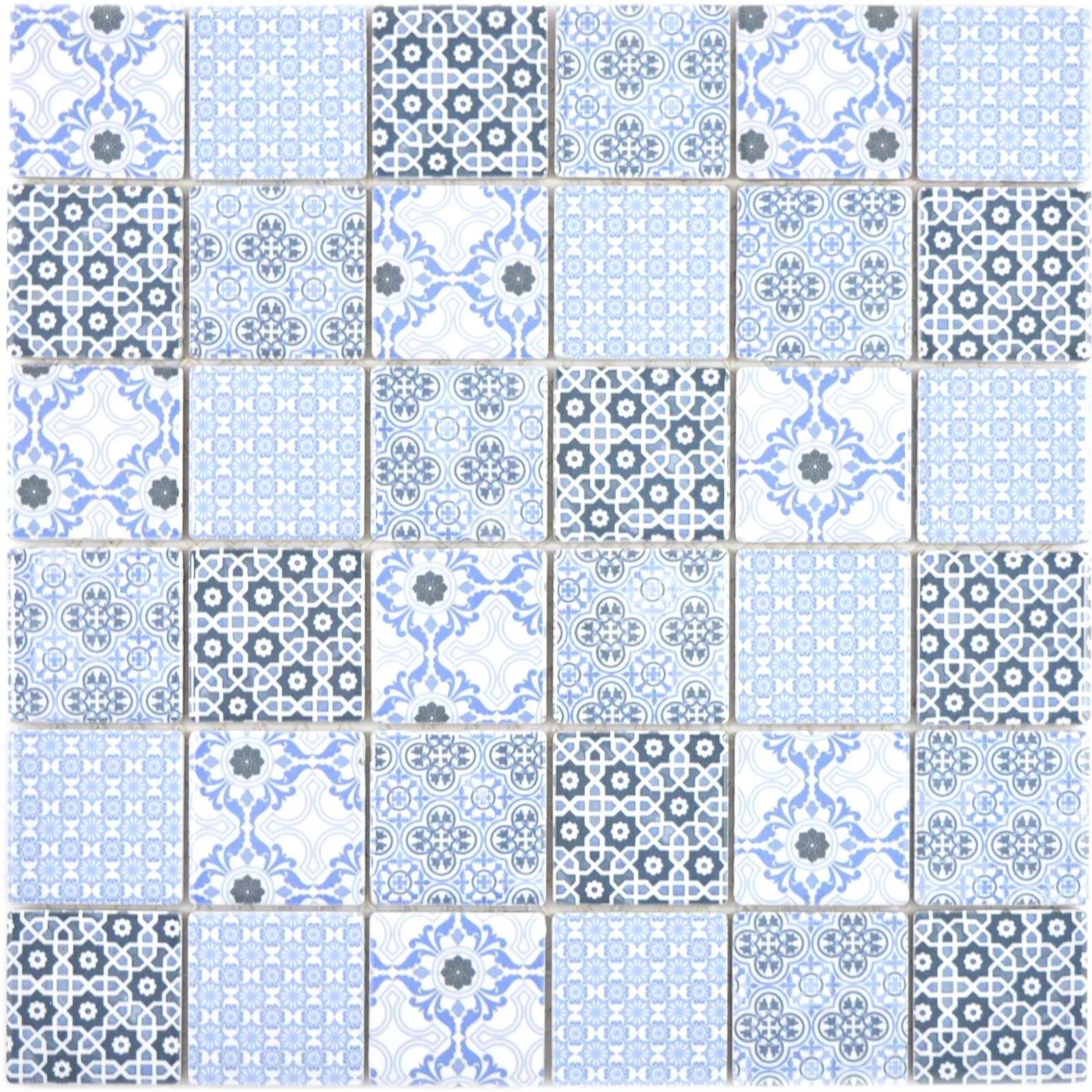 Keramik Mosaikfliesen Daymion Retrooptik Quadrat 47 Blau