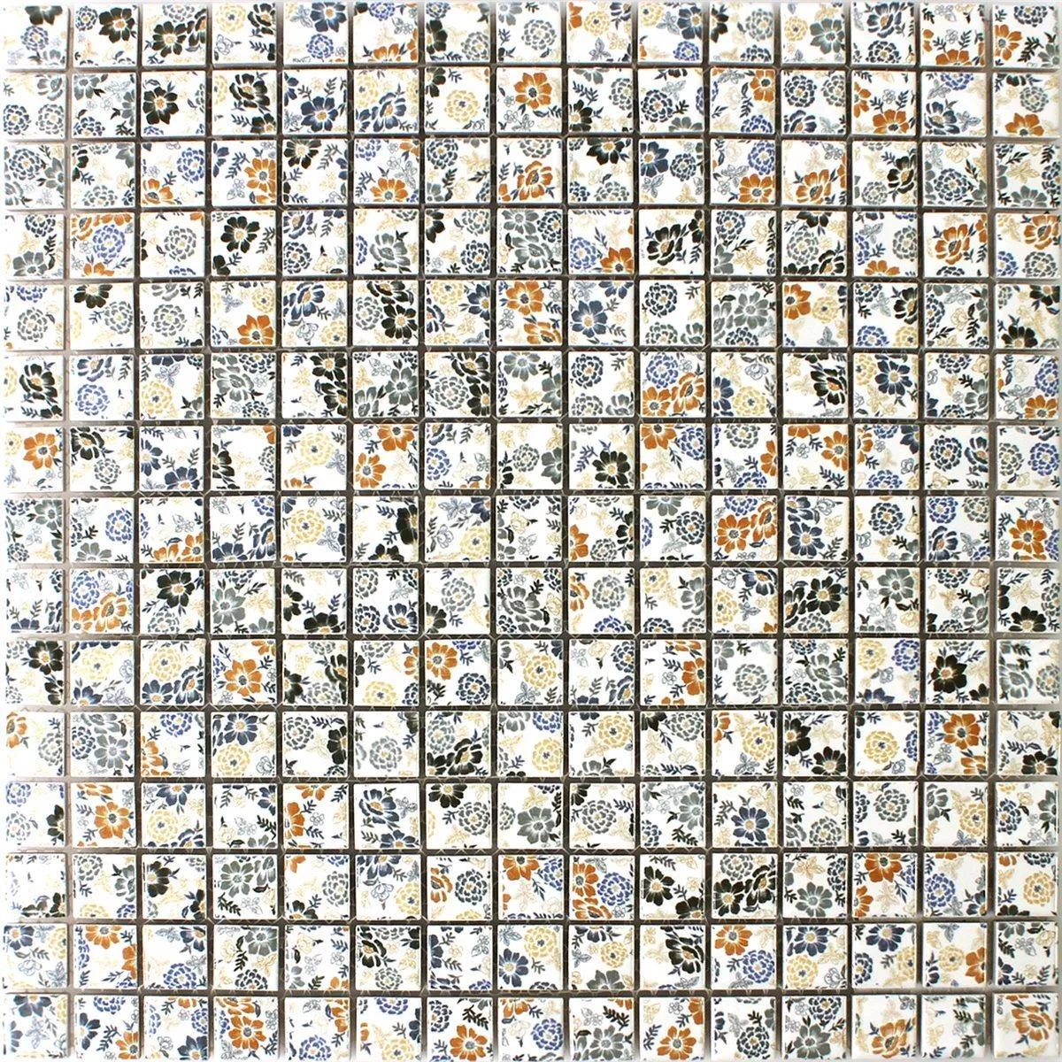 Muster von Mosaikfliesen Keramik Weiss Flower