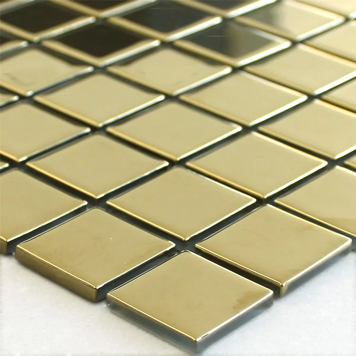 Glasmosaik Fliesen Gold Uni 25x25x4mm