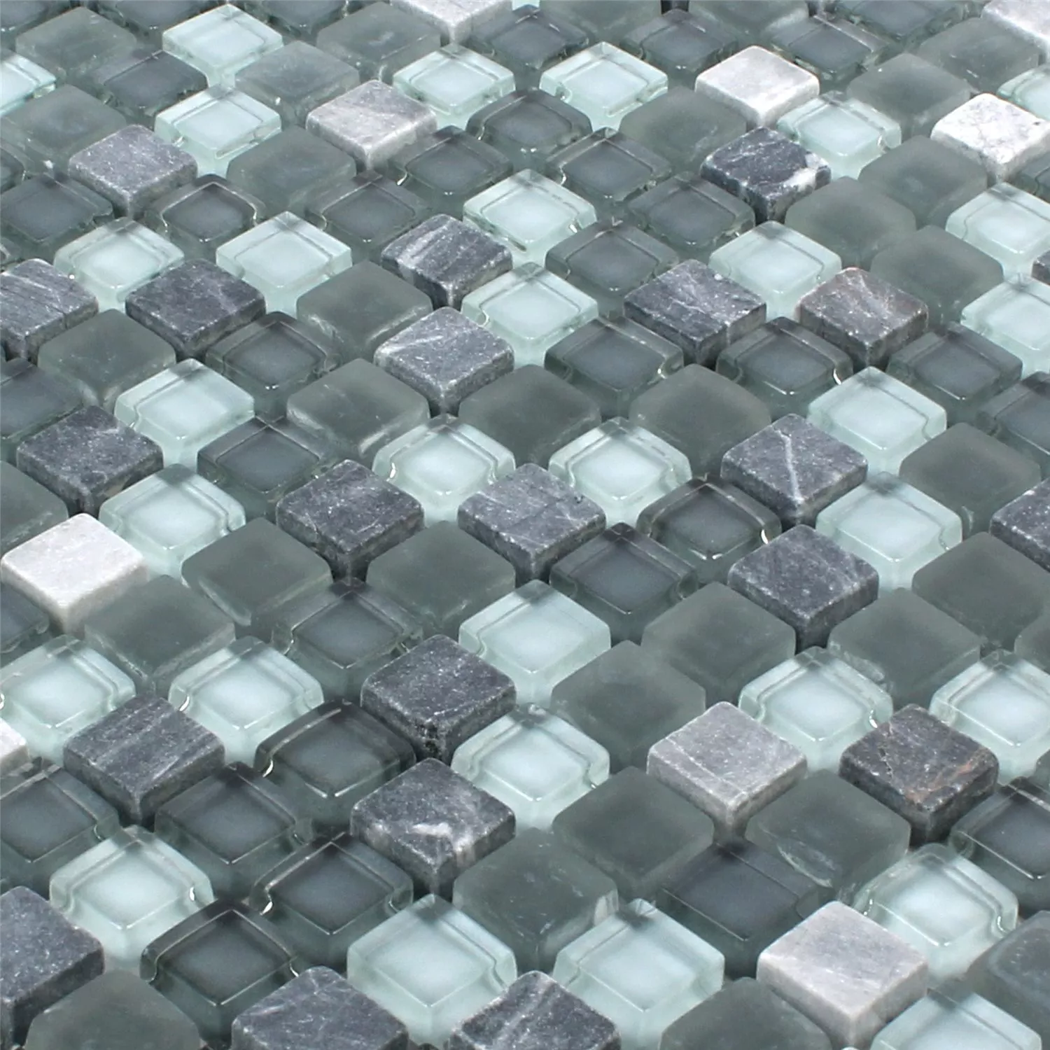 Muster von Mosaikfliesen Marilia Hellgrau Grau Dunkelgrau