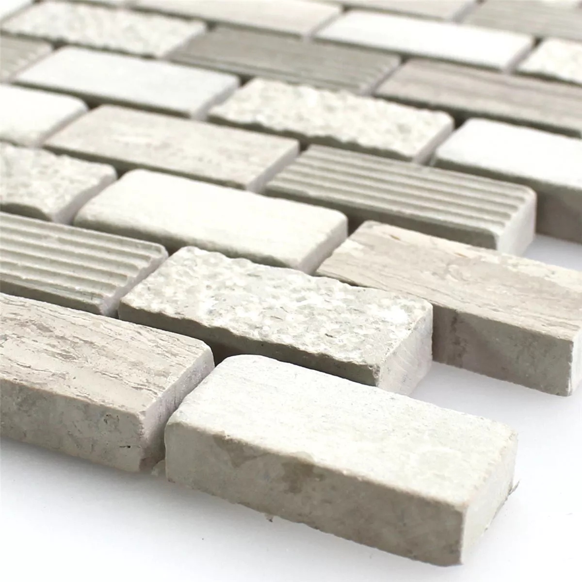 Mosaikfliesen Naturstein Macciato Beige Brown 15x30x8mm Mosaikfliesen Naturstein Macciato Beige Brown 15x30x8mm