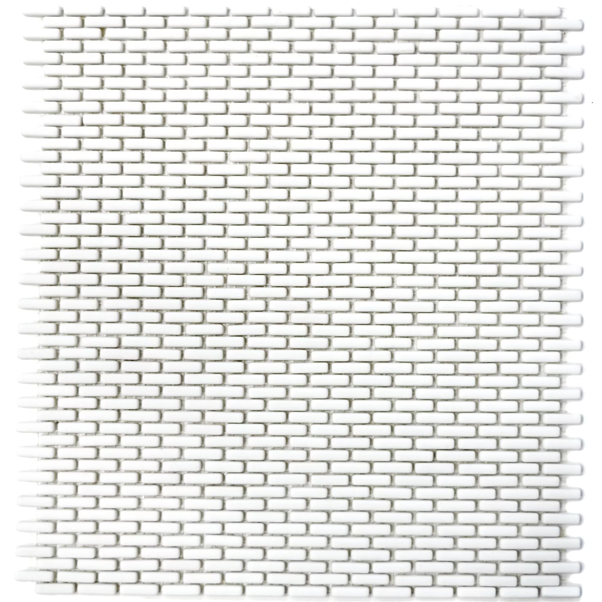 Muster von Glasmosaik Fliesen Kassandra Weiß Brick Matt
