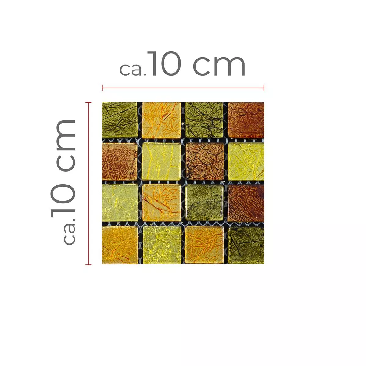 Muster von Glasmosaik Fliesen Curlew Gelb Orange 23 4mm