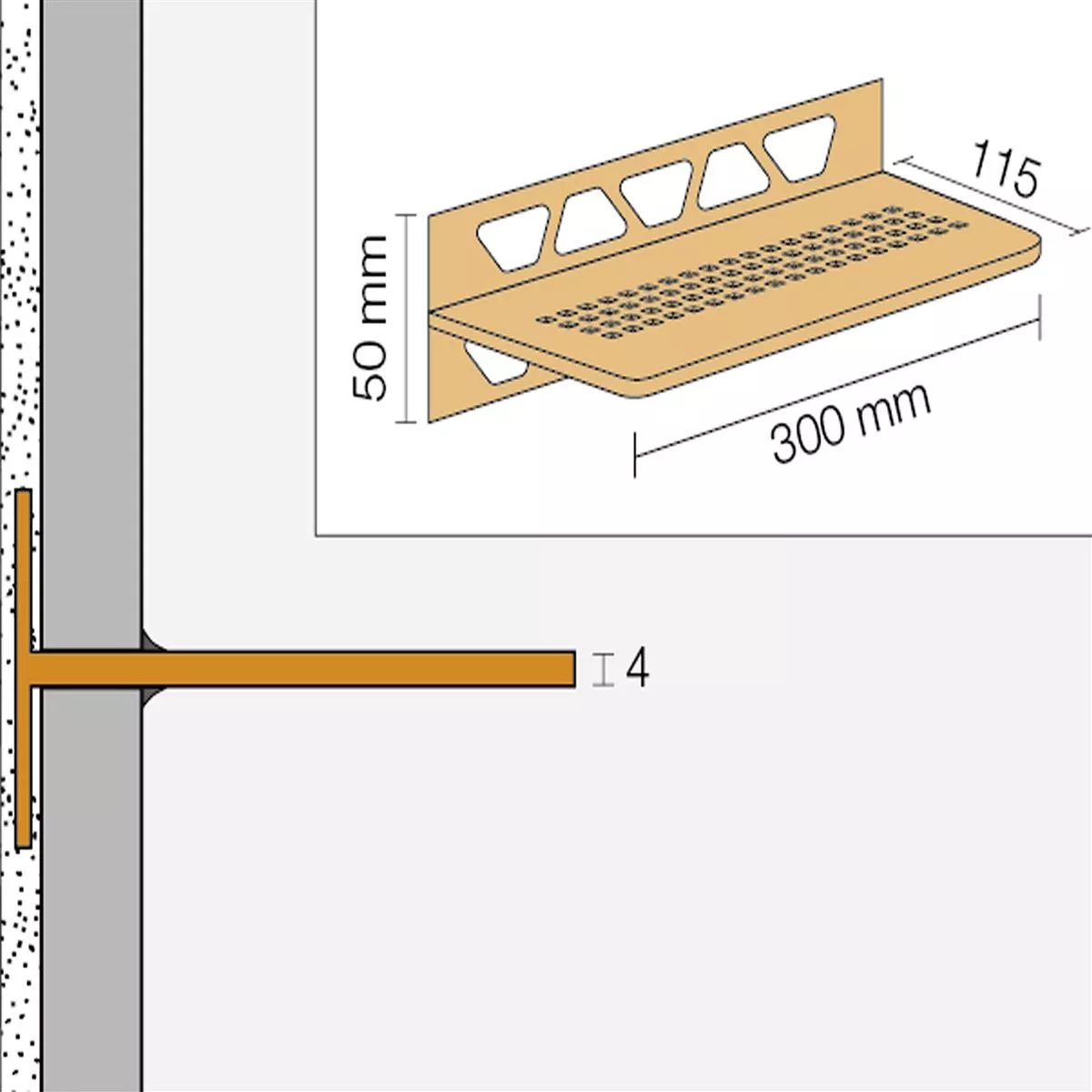 Duschablage Wandablage Schlüter Rechteck 30x11,5cm Floral Bronze