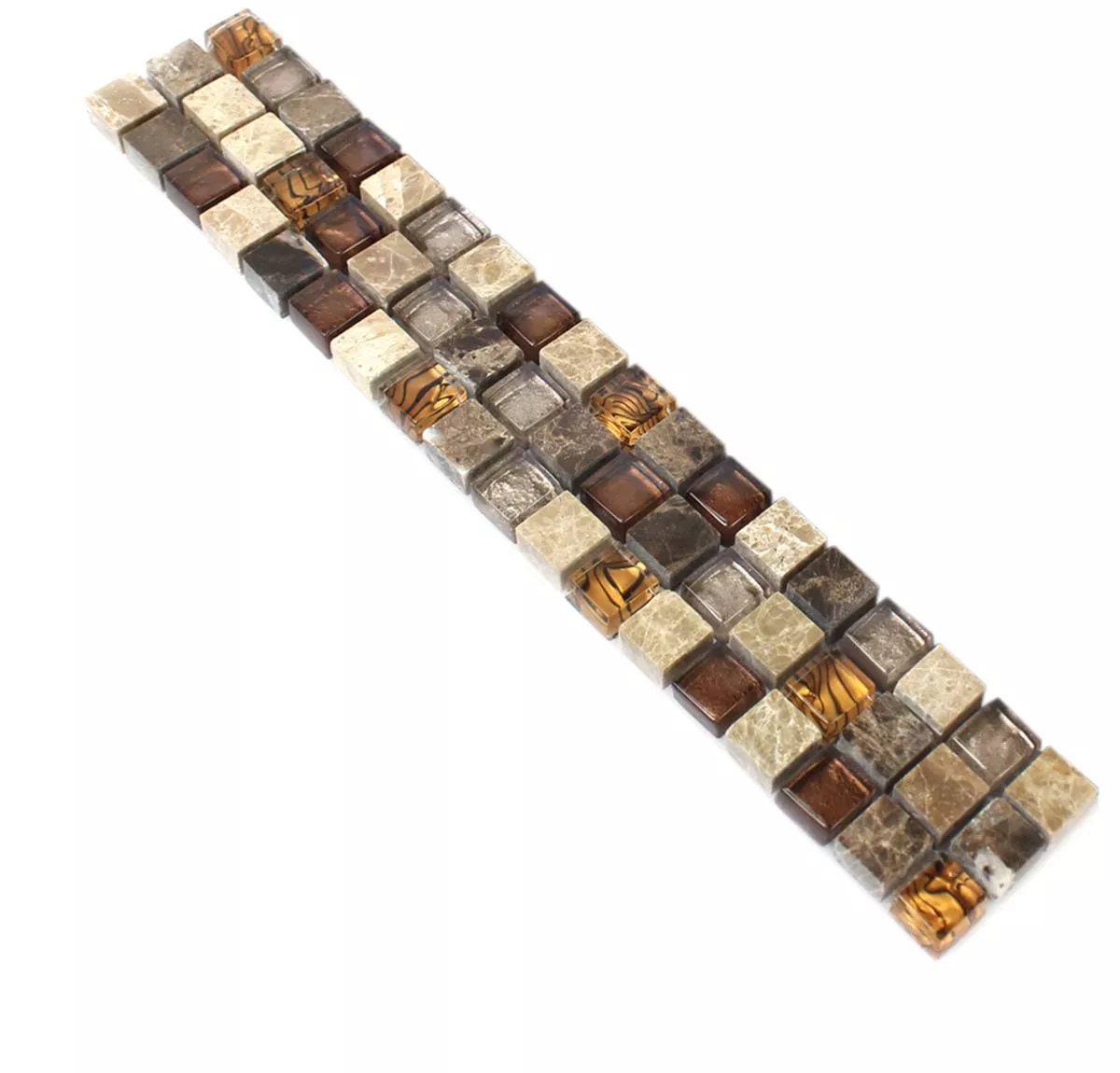 Glas Naturstein Mosaikbordüre Gabon Braun Glas Naturstein Mosaikbordüre Gabon Braun