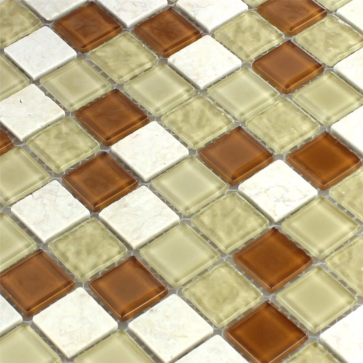 Muster von Mosaikfliesen Glas Marmor Beige 