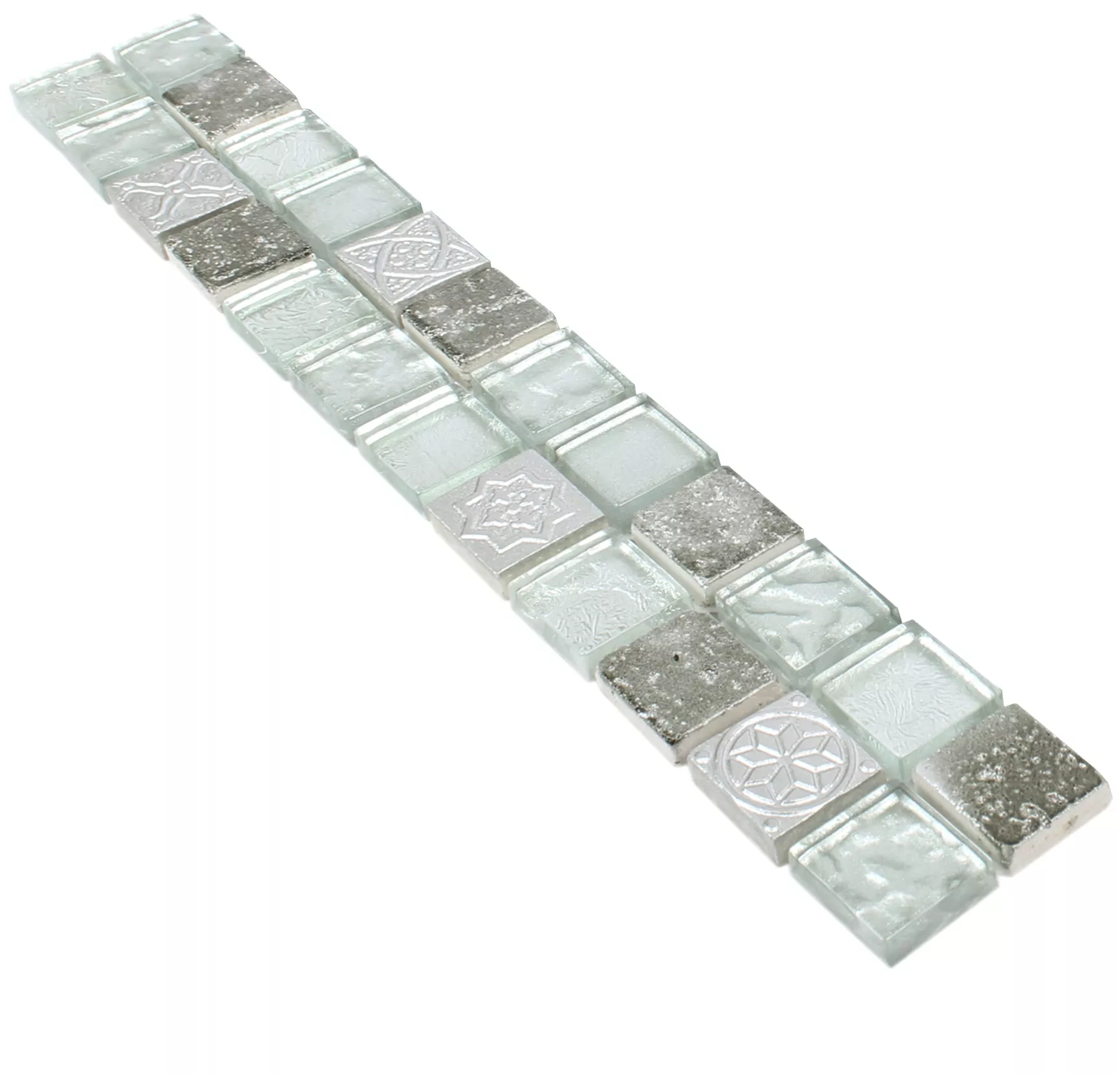 Glas Naturstein Fliesenbordüre Rockport Silber Glas Naturstein Fliesenbordüre Rockport Silber