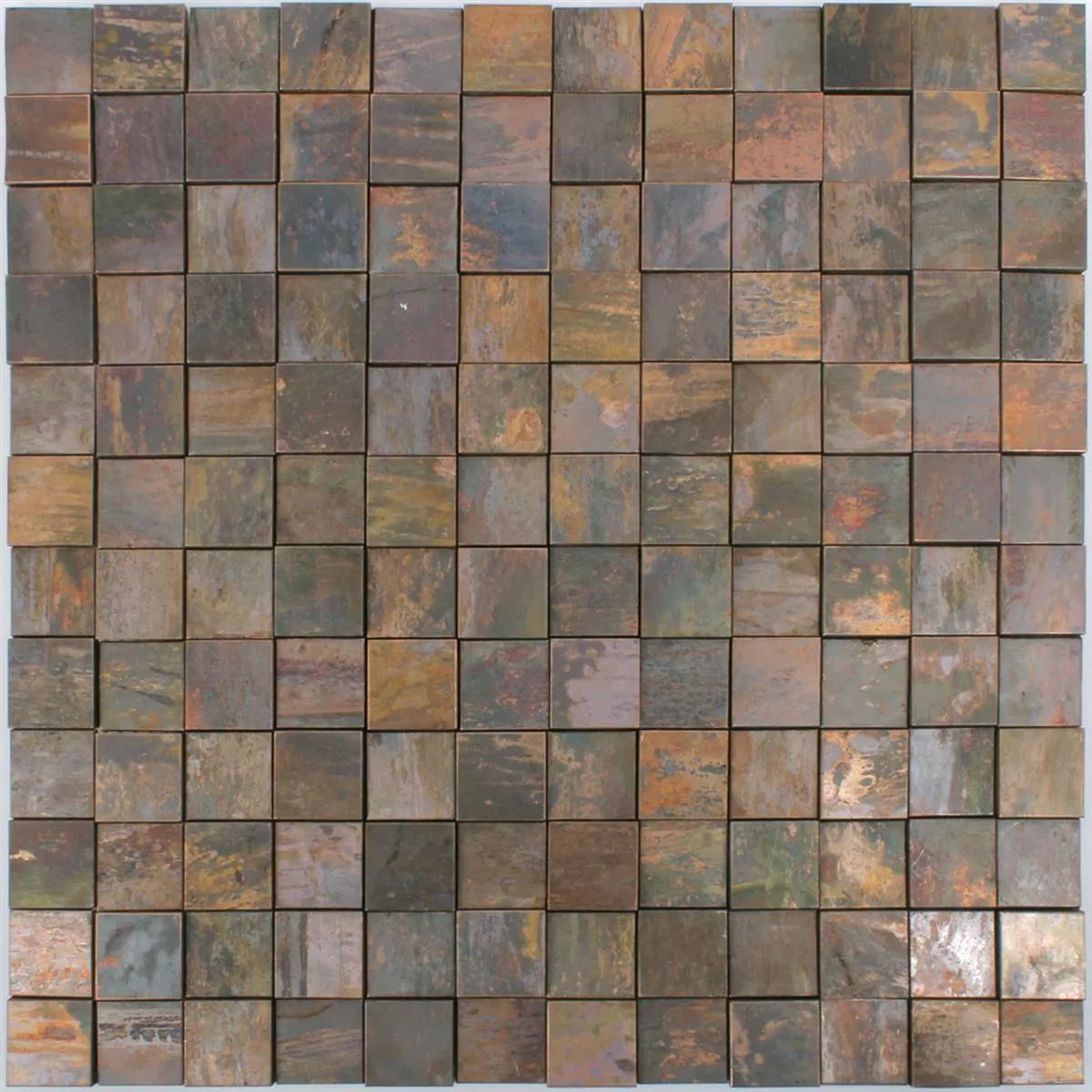 Mosaikfliesen Kupfer Santorini Quadrat 3D