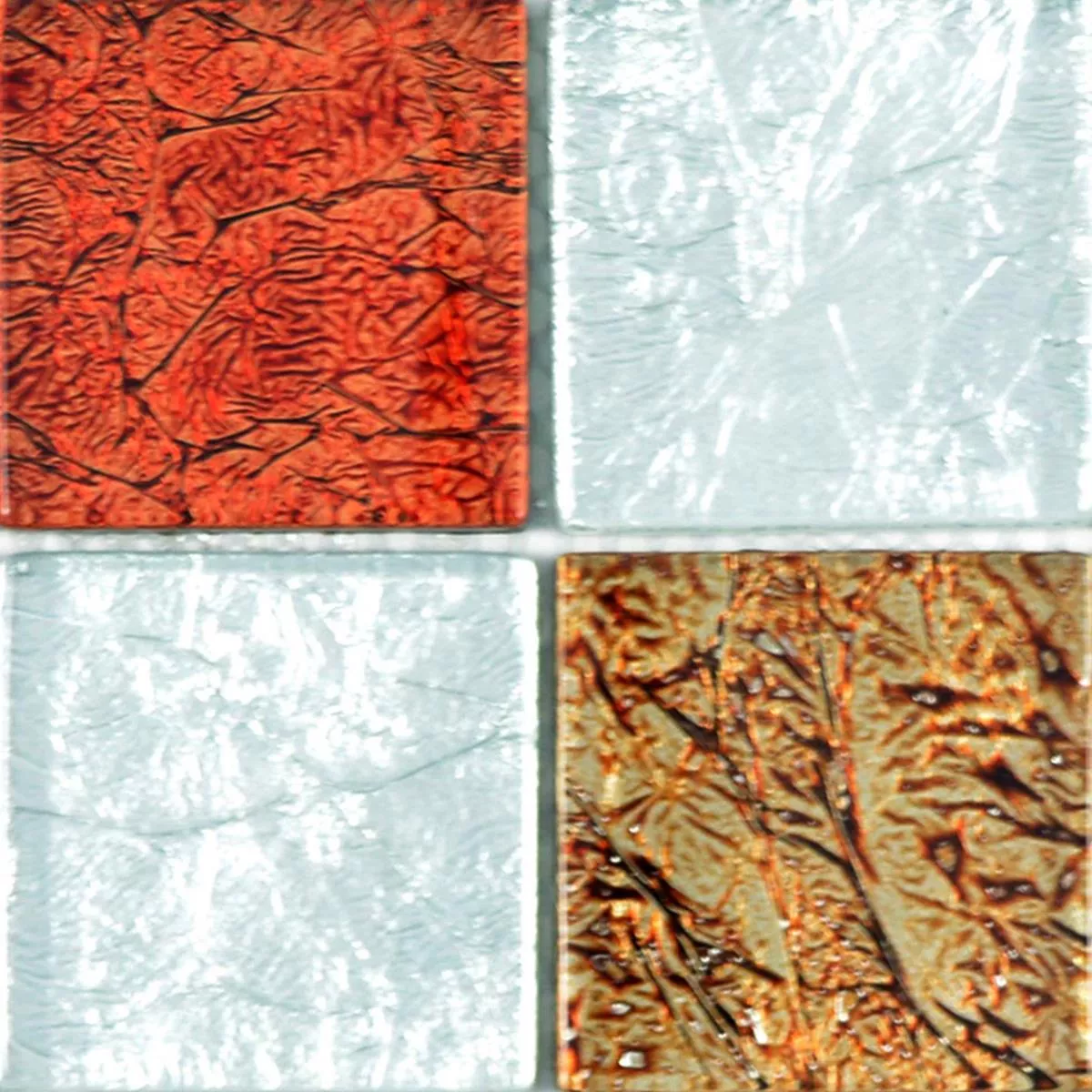 Muster von Glasmosaik Fliesen Curlew Rot Braun Silber Quadrat 48
