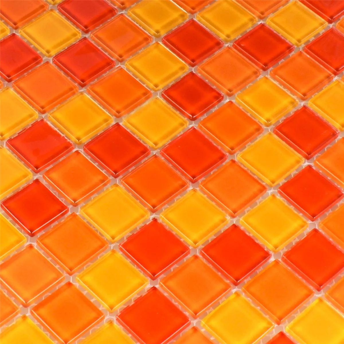 Muster von Mosaikfliesen Glas Rot Orange Gelb 