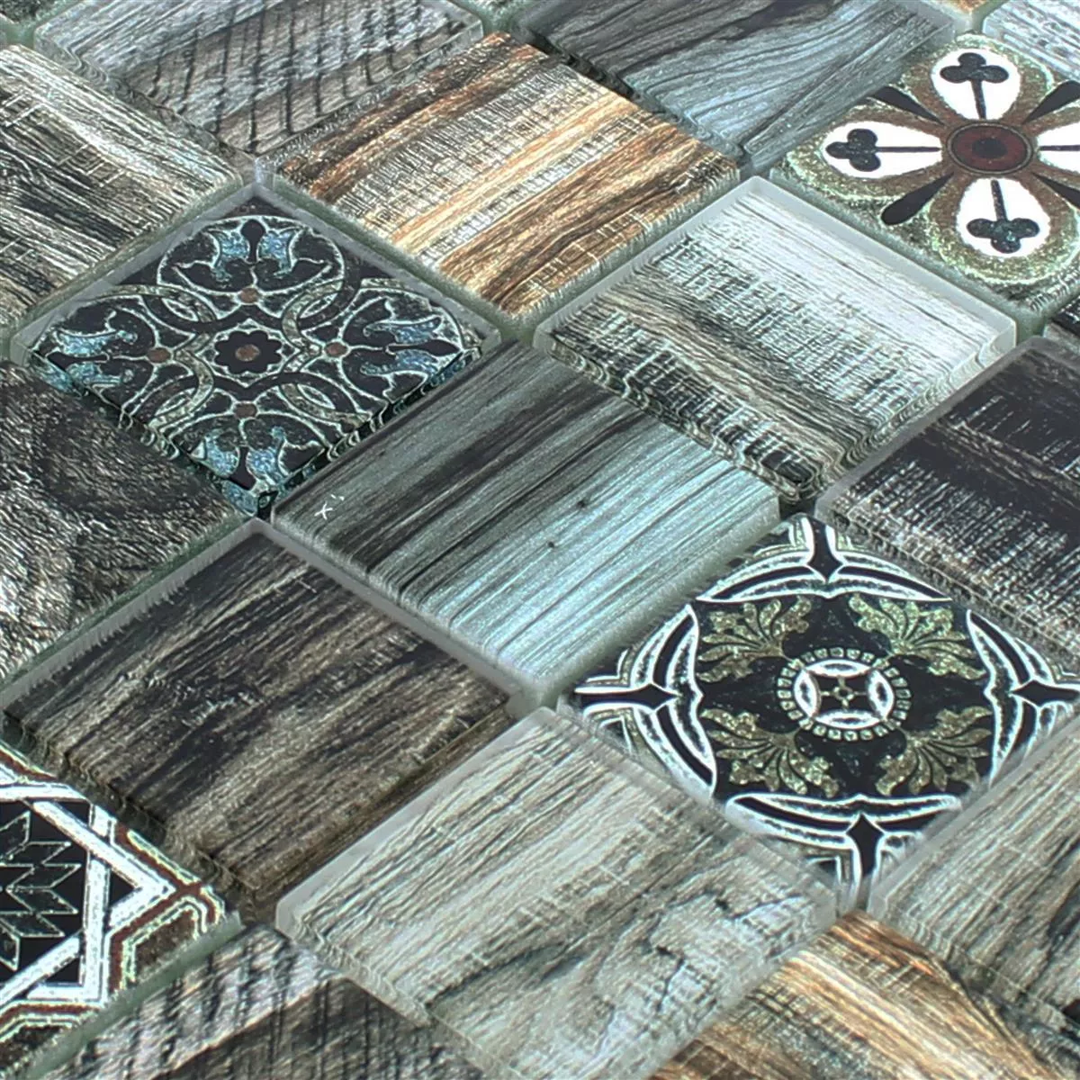 Glasmosaik Fliesen Holzoptik Makarska Braun Grün