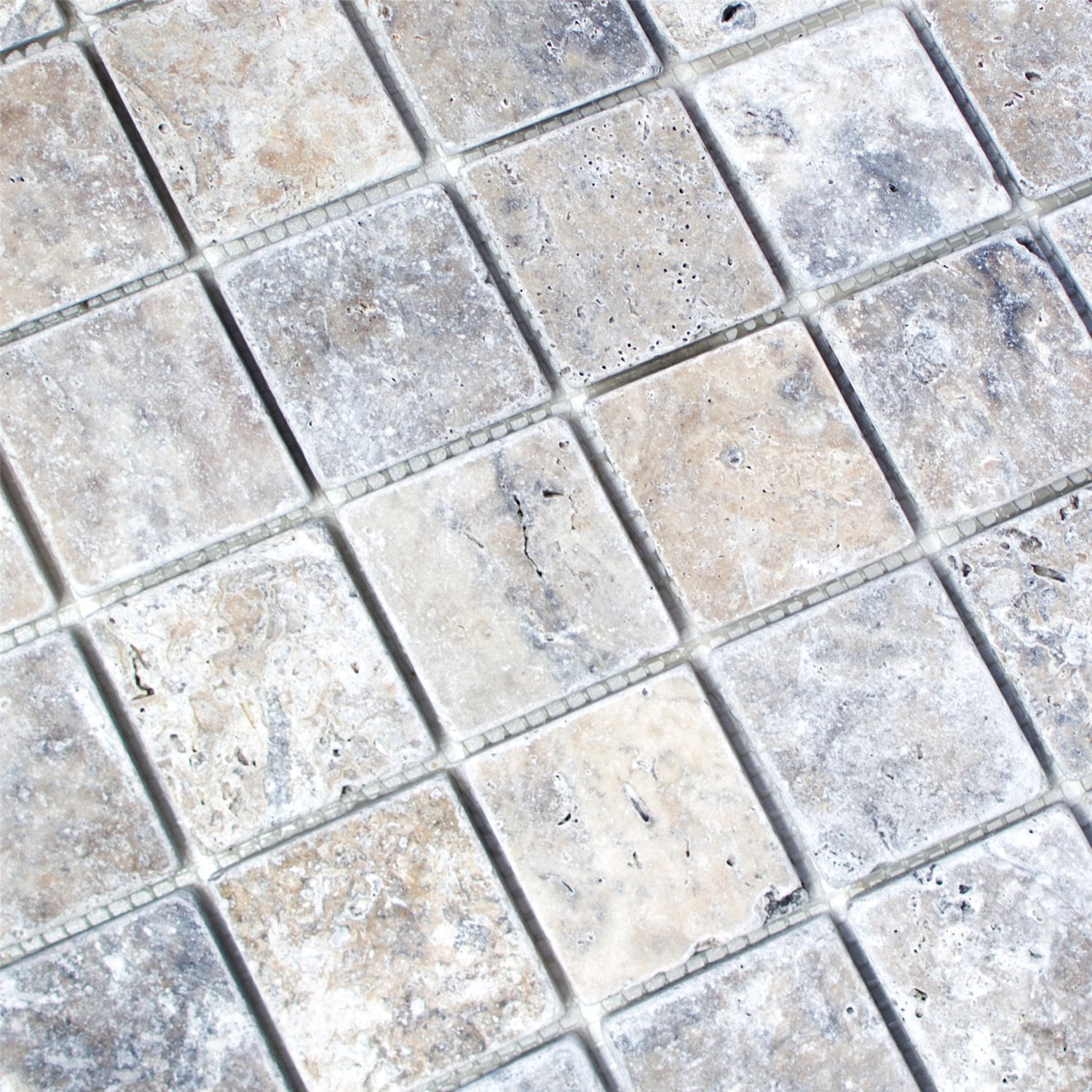 Muster von Mosaikfliesen Travertin Nestor Silber 48
