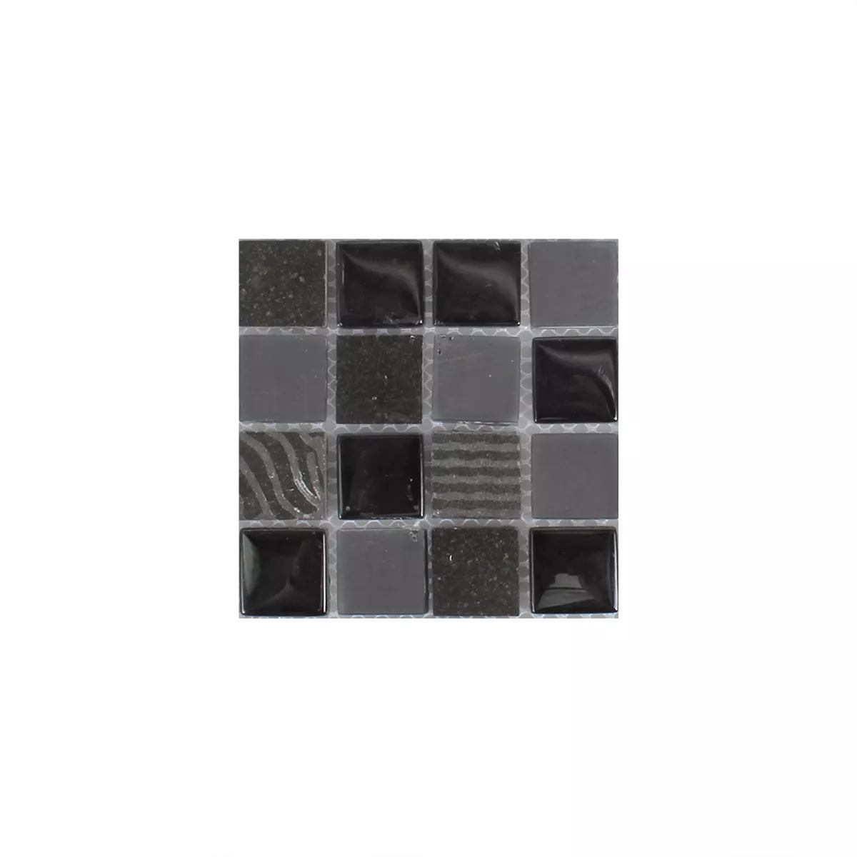 Muster von Mosaikfliesen Ankara Glas Stein Mix Schwarz 23