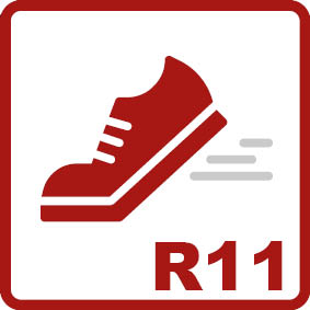 Rutschhemmung R11 Neigungswinkel 19-27° Erhöhter Haftreibewert, geeignet für Bereiche wie Laborräume, Kfz-Werkstätten oder Getränkeabfüllanlagen.