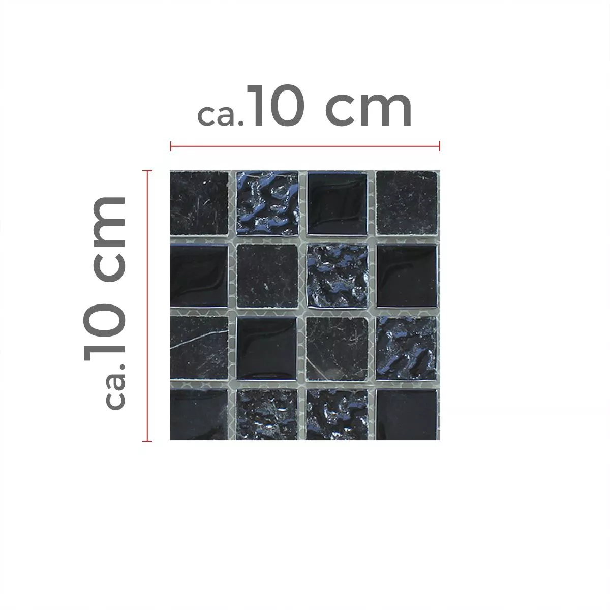 Muster von Mosaikfliesen Glas Marmor Schwarz Geriffelt 