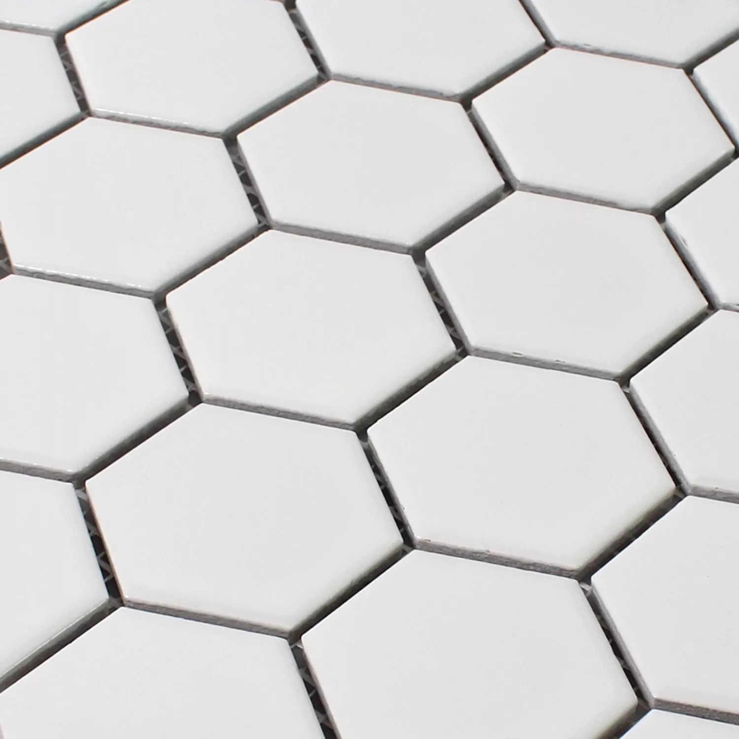 Muster von Mosaikfliesen Keramik Hexagon Weiss Matt H51