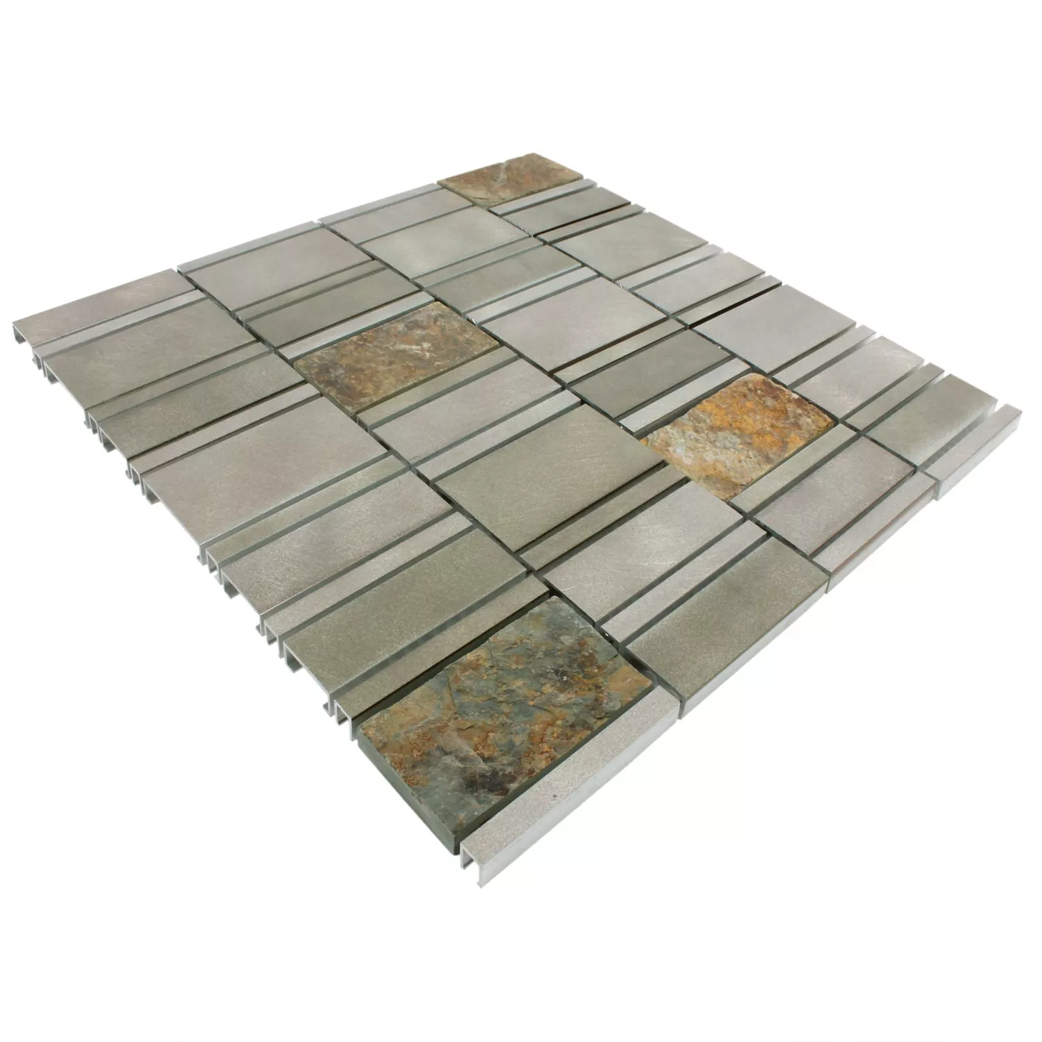 Mosaikfliesen Naturstein Aluminium Avanti Braun