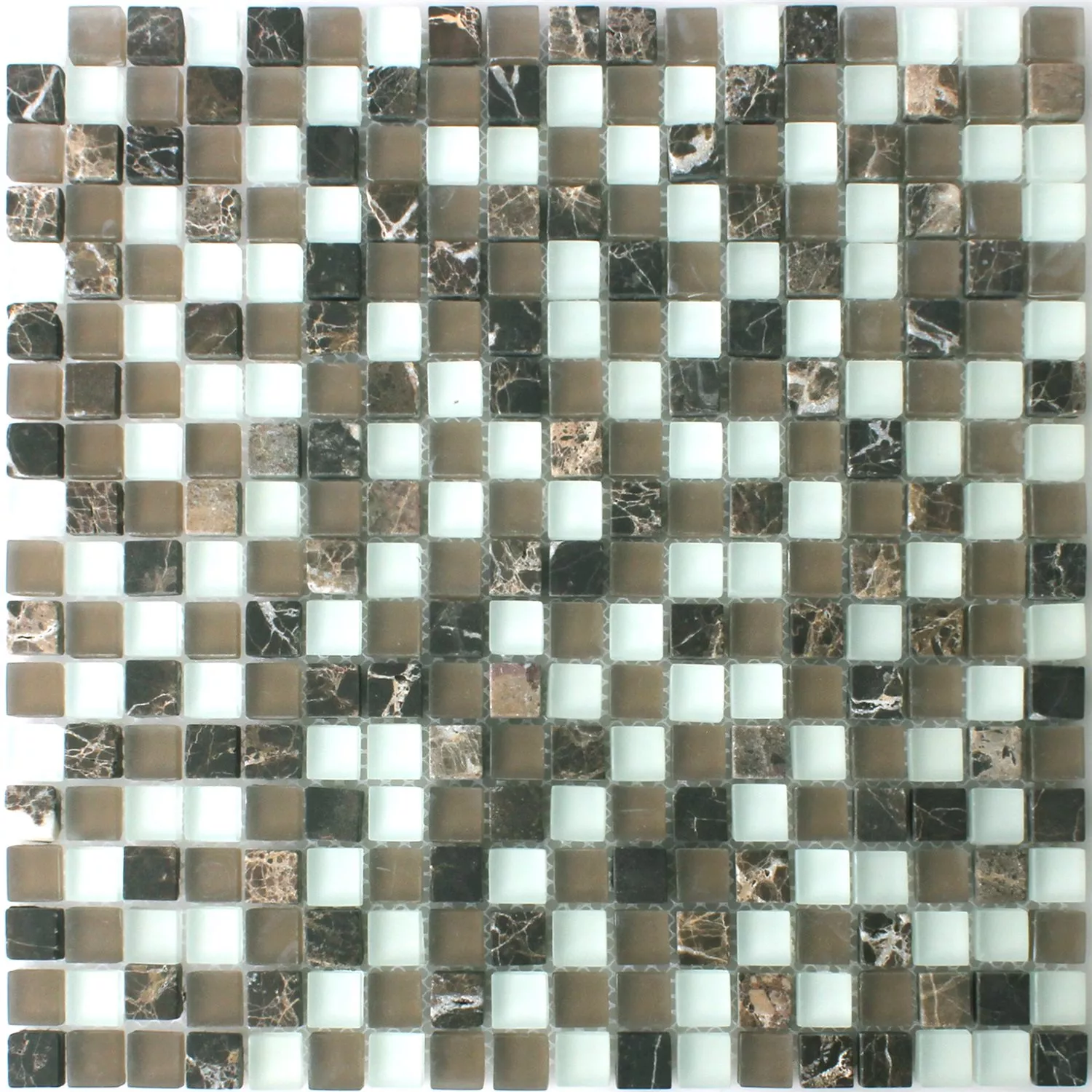 Muster von Mosaikfliesen Marilia Braun Weiss