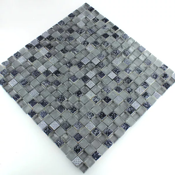 Mosaikfliesen Escimo Glas Naturstein Mix Grey Black