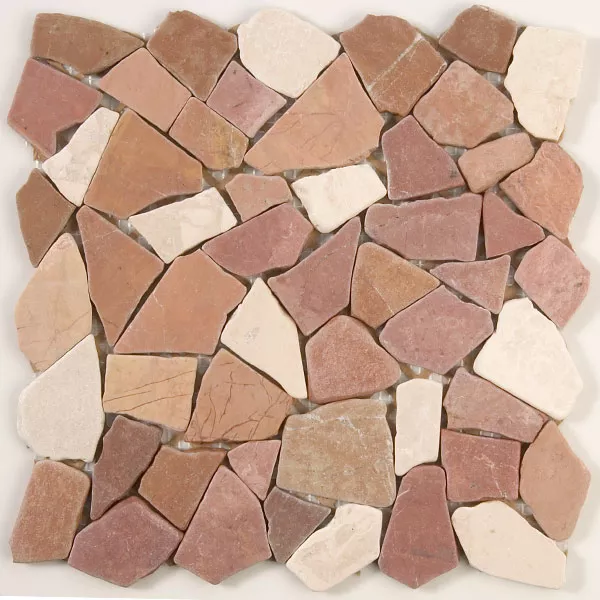 Mosaikfliesen Marmor Bruch Rosso Verona Biancone