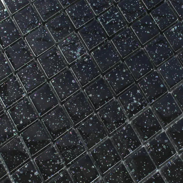 Muster von Glasmosaik Fliesen Nacht Schwarz Glitzer 