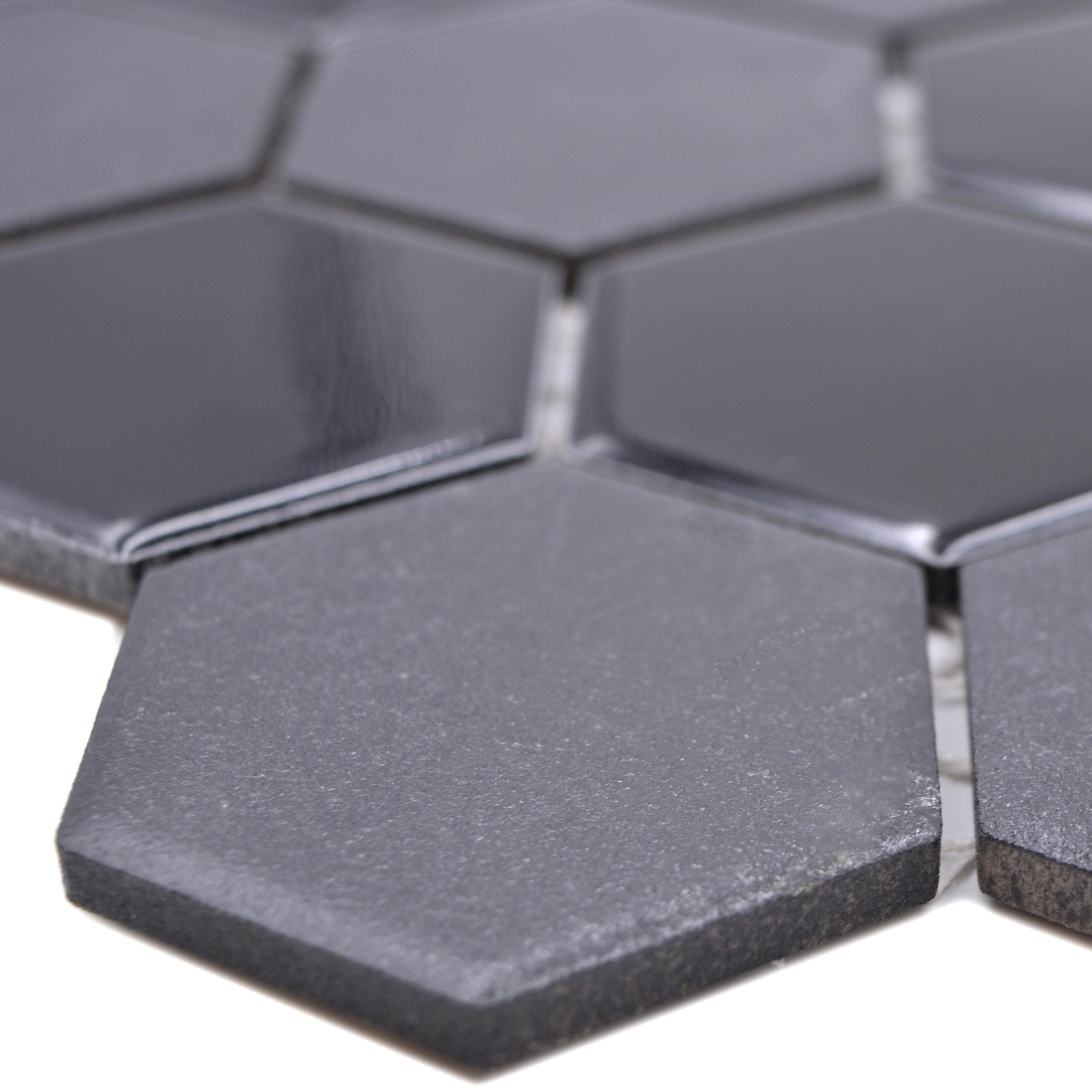 Muster von Keramikmosaik Tripolis Schwarz R10B Hexagon 51
