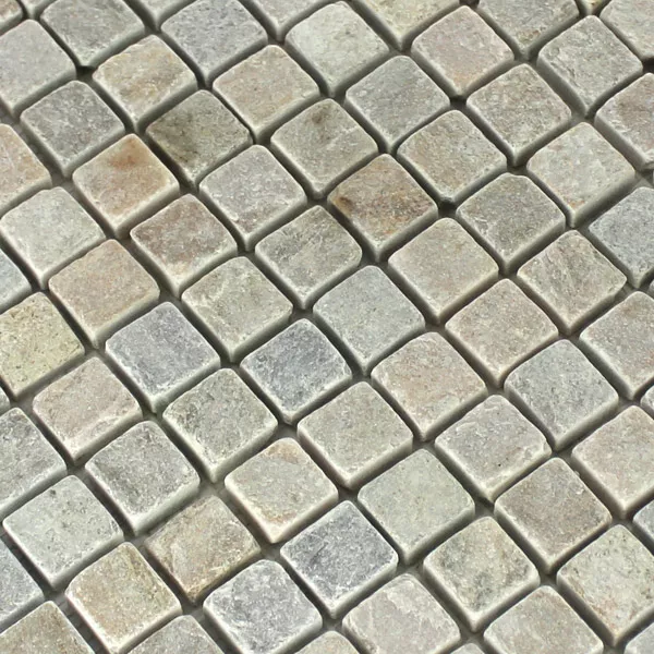 Muster von Mosaikfliesen Quarzit Naturstein Beige Mix
