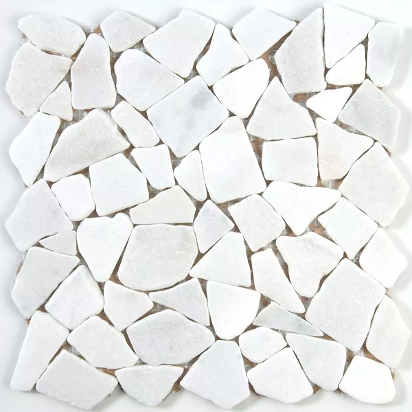 Muster von Mosaikfliesen Marmor Bruch Naturstein Antik Weiss