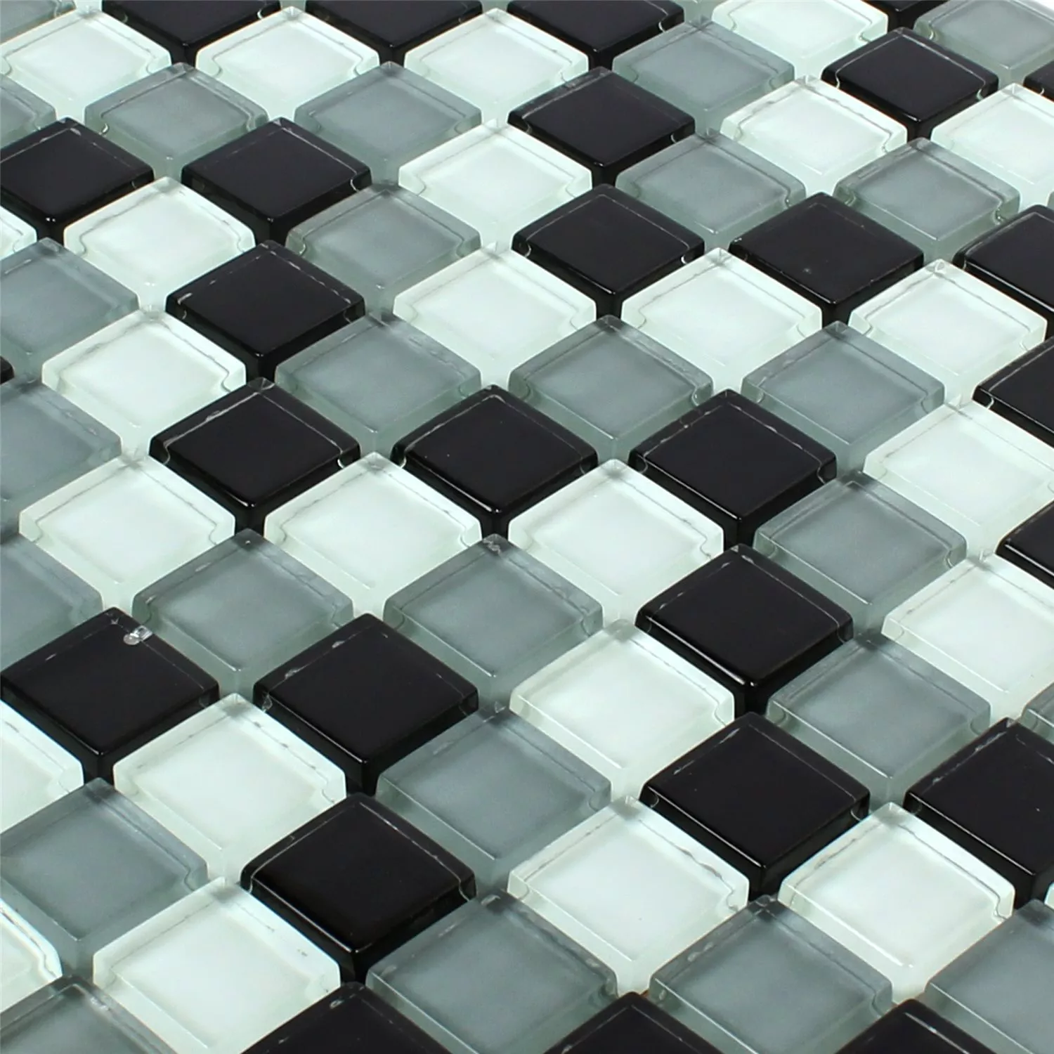 Muster von Mosaikfliesen Glas Palmas Schwarz Grau Weiss