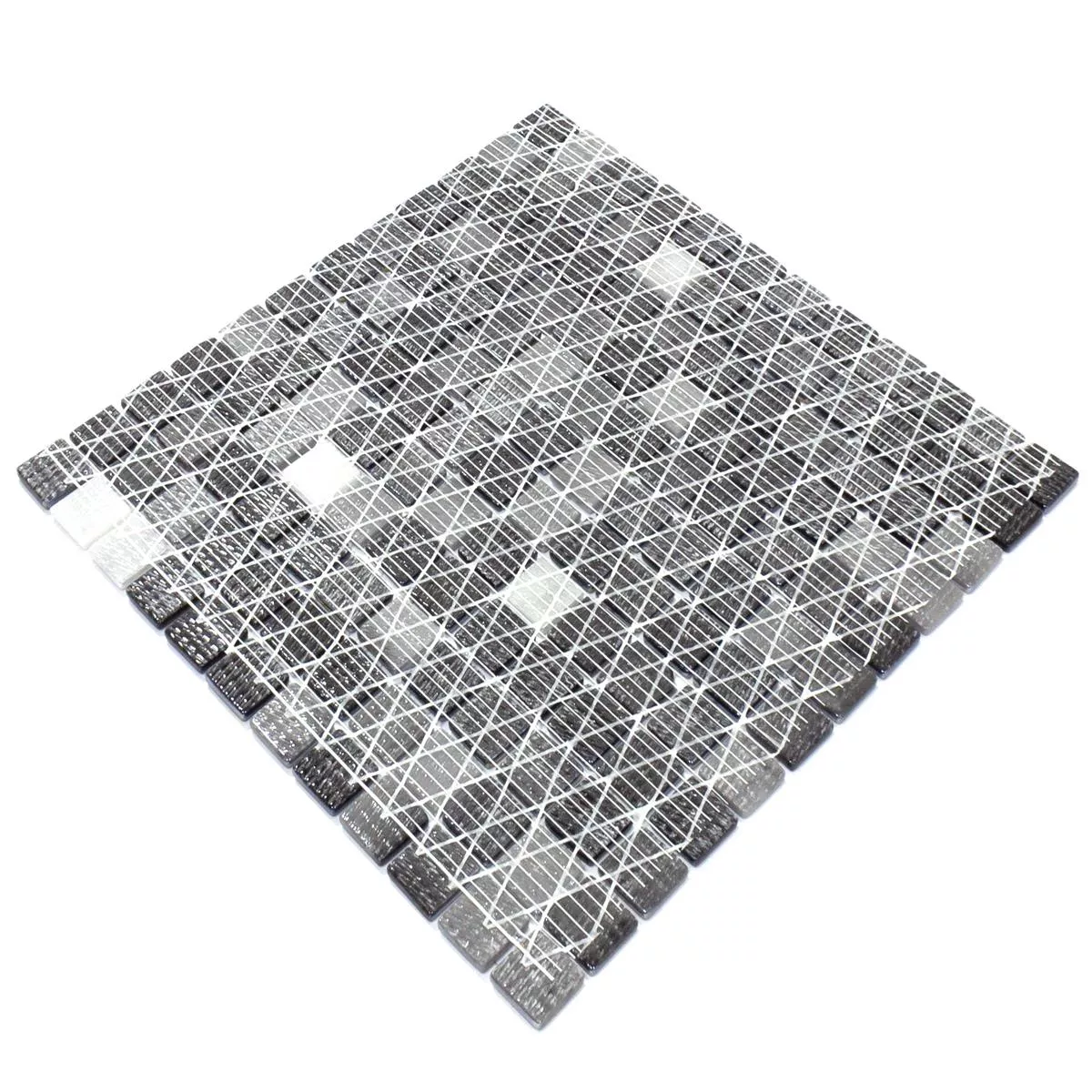 Muster von Glasmosaik Fliesen Silvertown Anthrazit Metallic 25x25mm