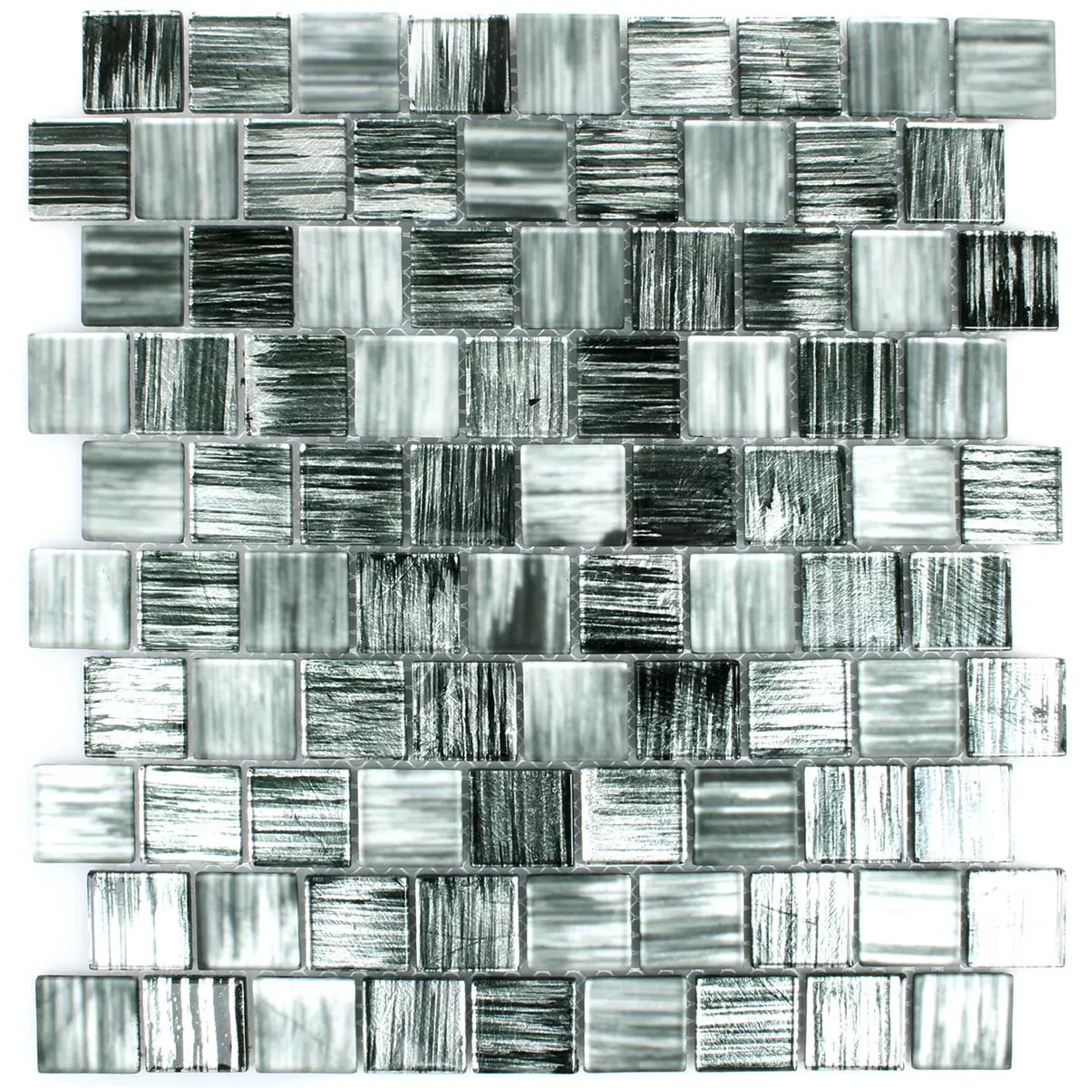Muster von Glasmosaik Fliesen Lanzarote Schwarz Schmal
