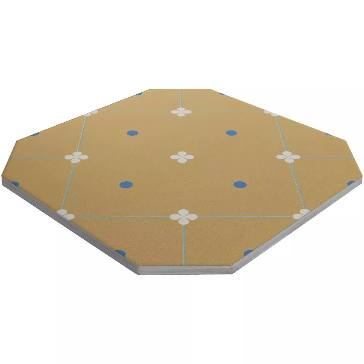 Muster von Feinsteinzeug Fliesen Genexia Decor Beige Octagon 20x20cm