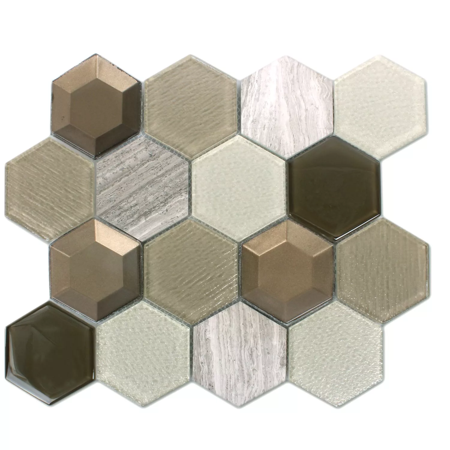 Mosaikfliesen Concrete Glas Naturstein 3D Beige