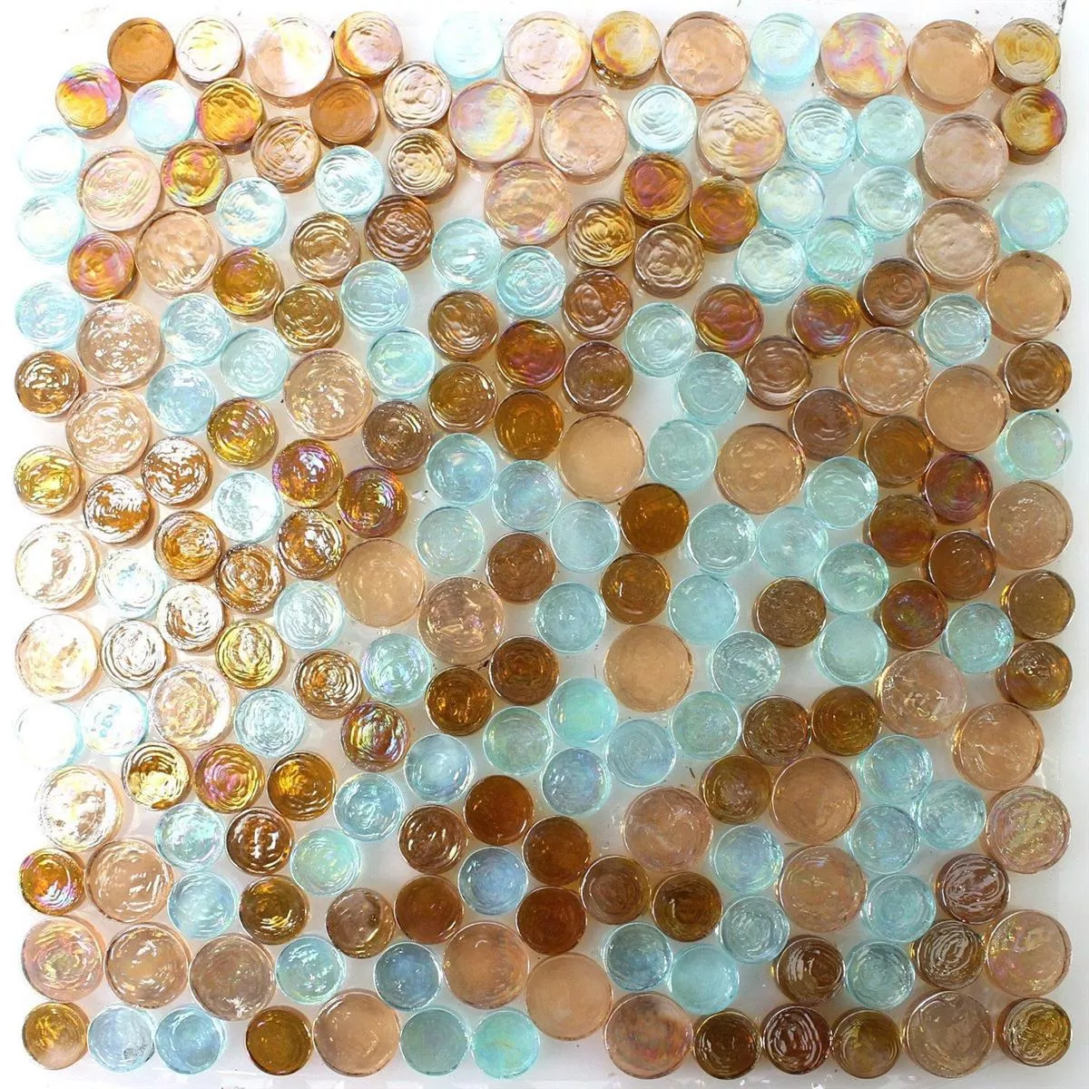 Muster von Glas Schwimmbad Pool Mosaikfliesen Rund Knopf Braun Türkis