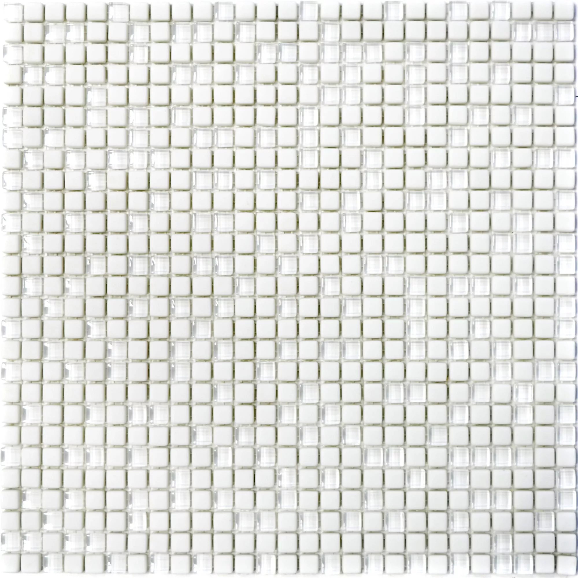 Muster von Glasmosaik Fliesen Kassandra Weiß Matt