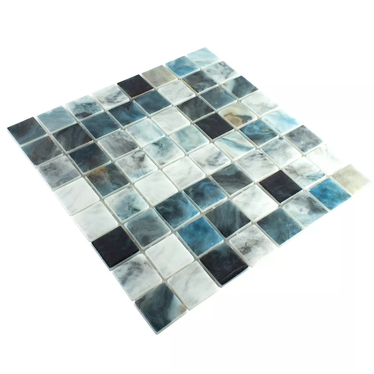 Glas Schwimmbad Mosaik Baltic Blau Grau 38x38mm
