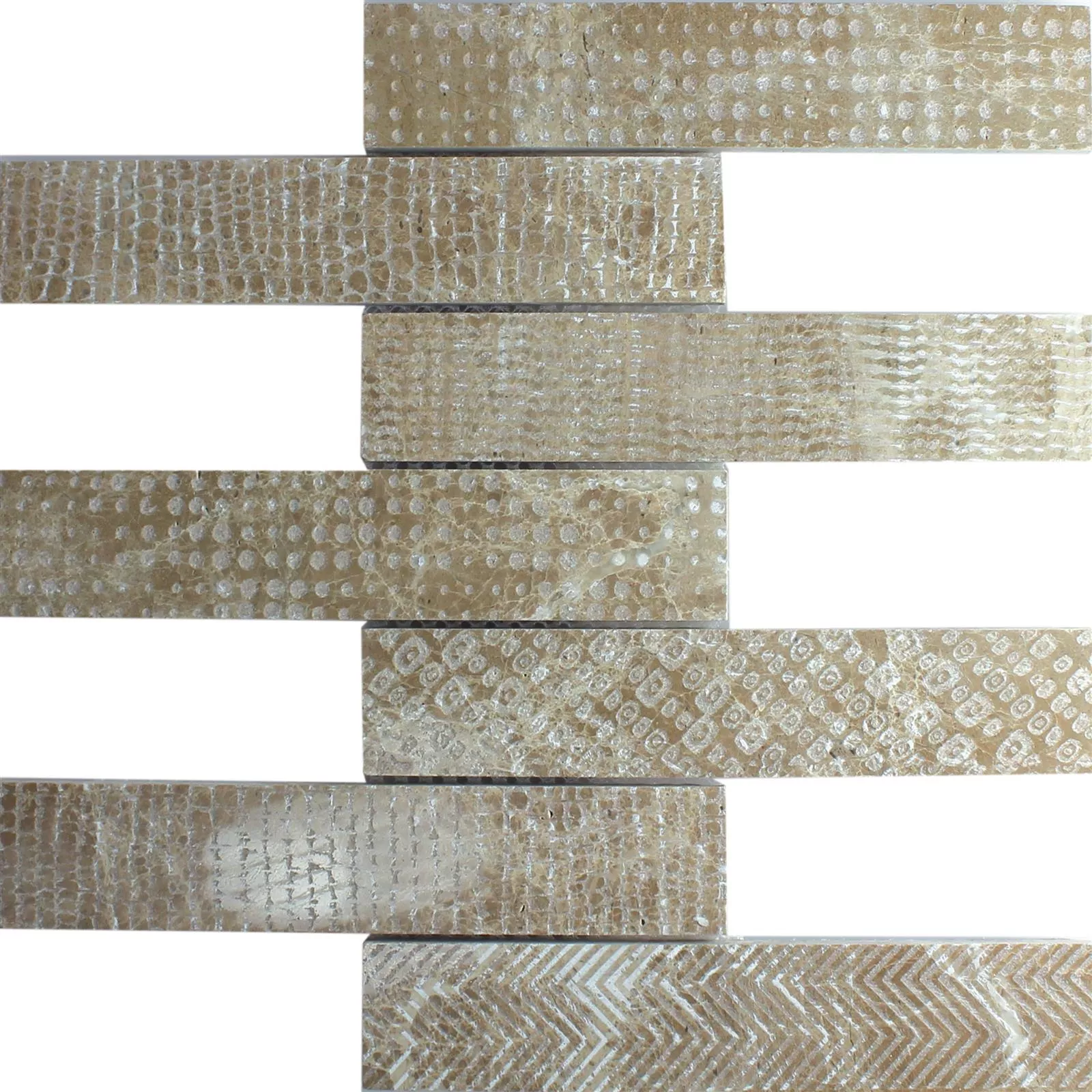 Marmor Naturstein Streifen Mosaik Fliesen Grover Braun