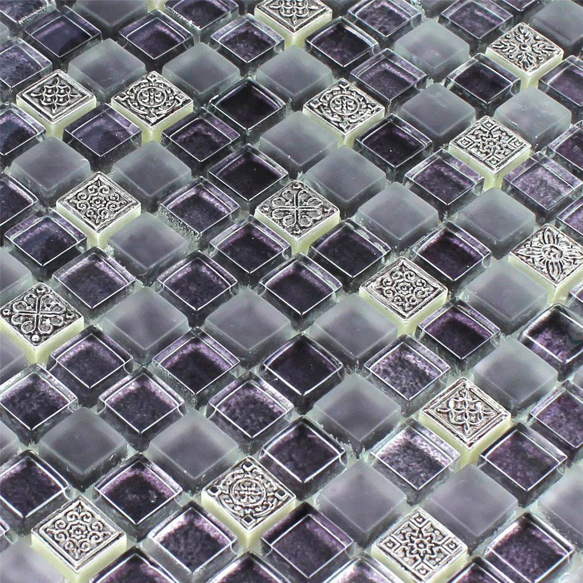 Mosaikfliesen Glas Naturstein Ornament Lila Mix