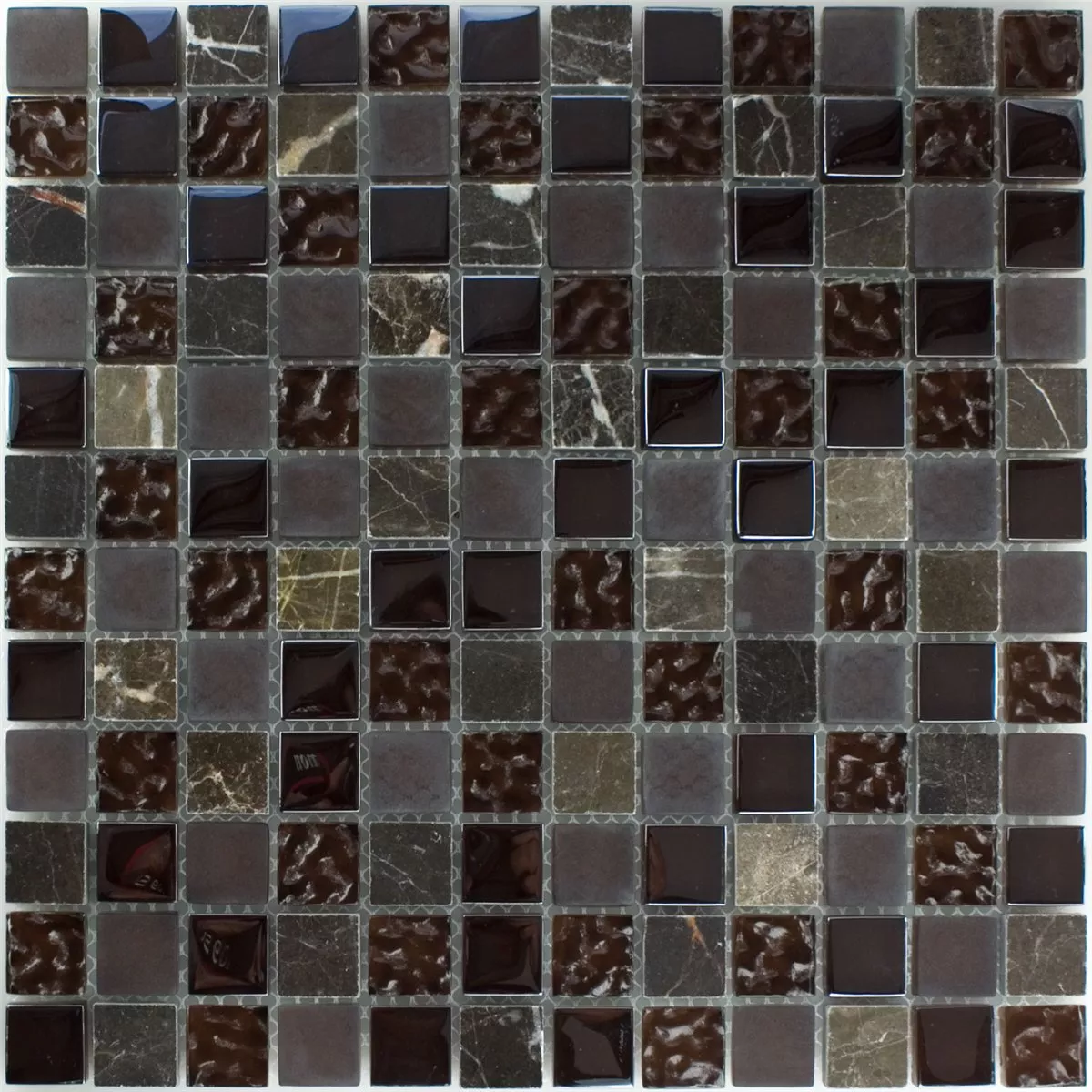 Mosaikfliesen Glas Marmor Mix Sintra Braun 23x23x8mm