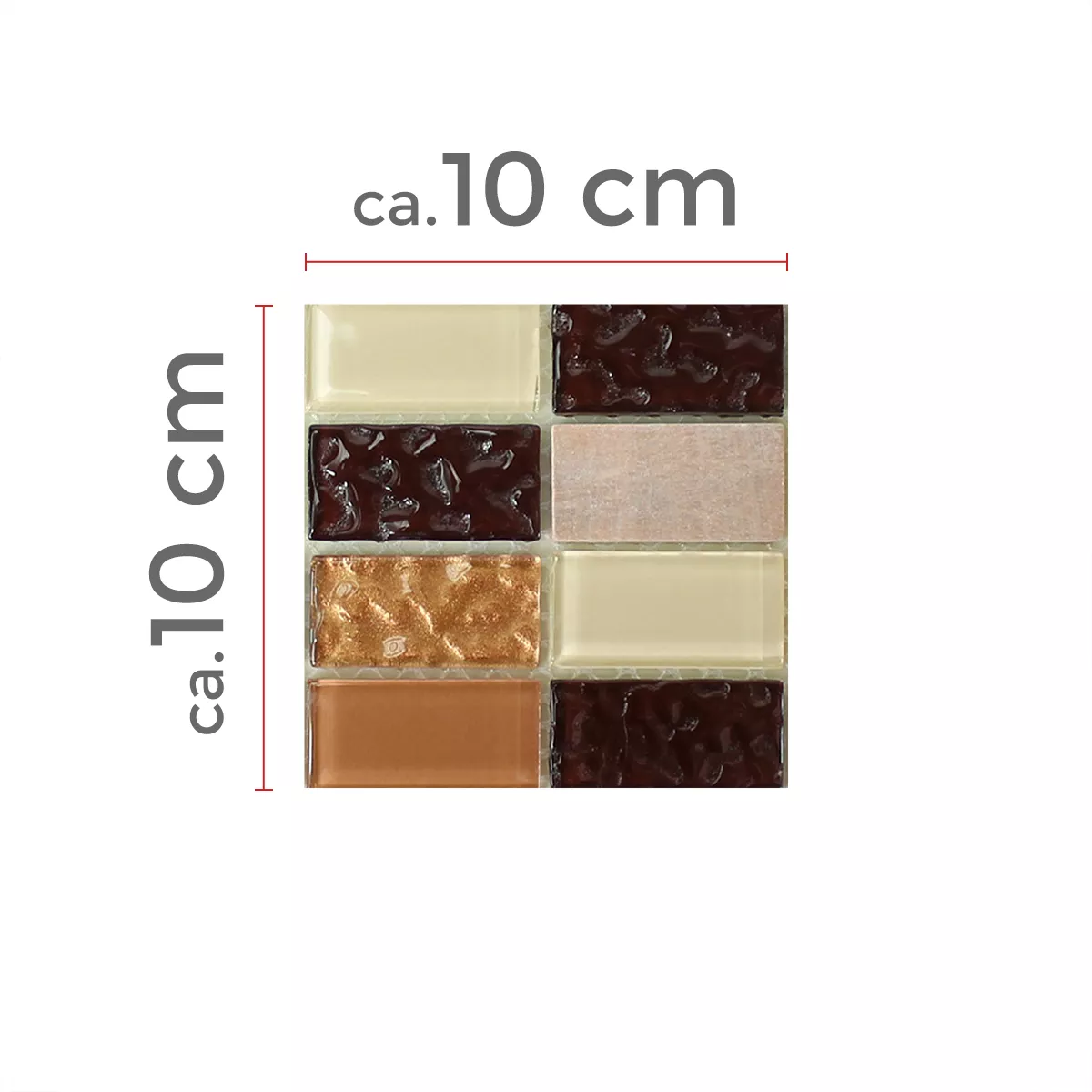 Muster von Selbstklebende Mosaikfliesen Naturstein Glas Beige Braun Brick